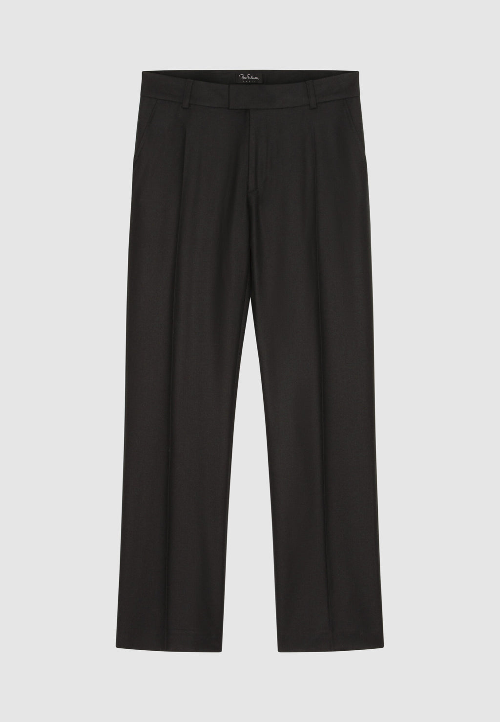 Pantalon droit en flanelle de laine noire