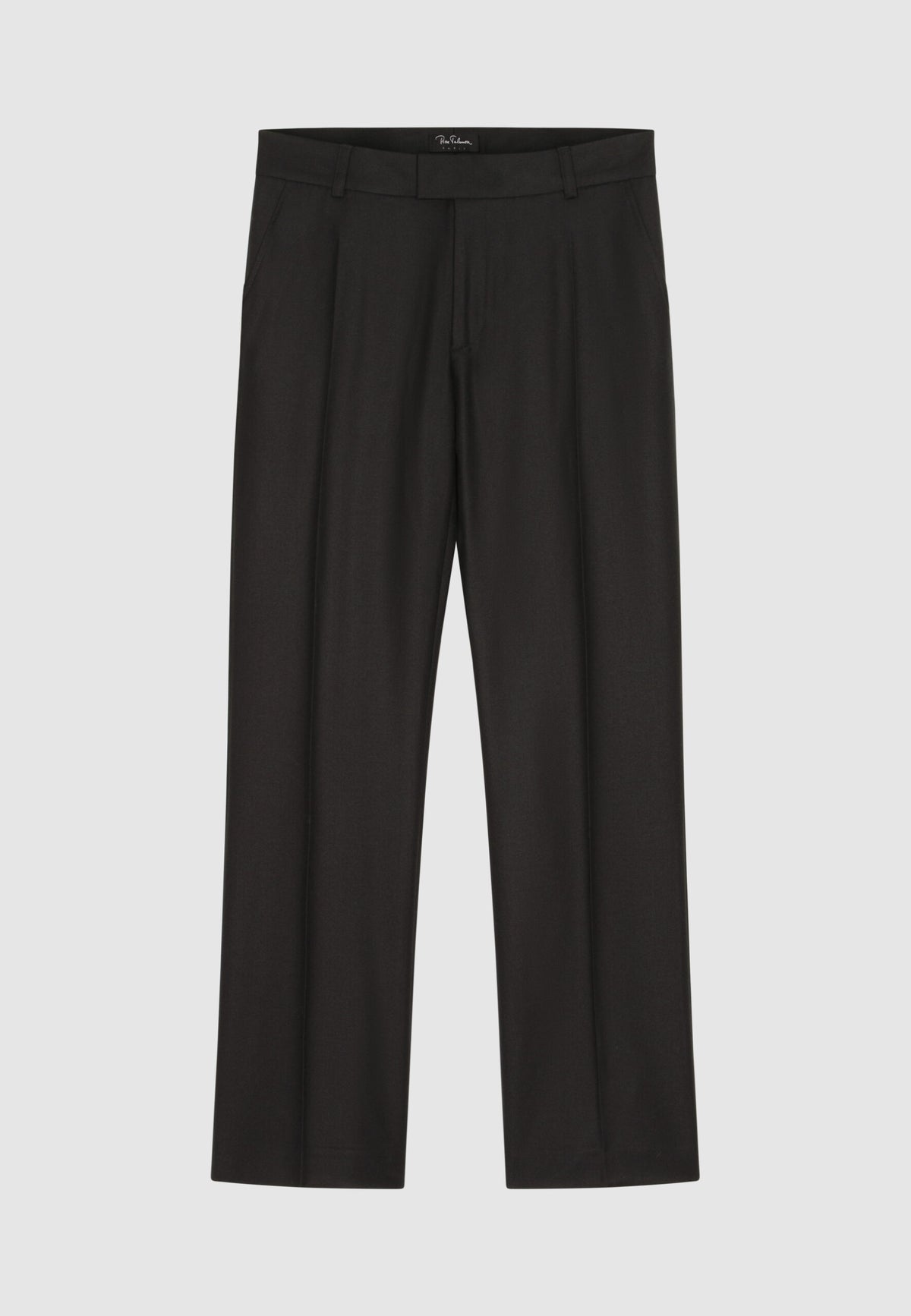 Pantalon droit en flanelle de laine noire