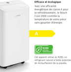 Bosch Cool 2000 Portable AC - 3 en 1 Climatiseur, Déshumidificateur, Ventilateur - 2,6 kW pour les pièces jusqu'à 35m² - Avec Mode Auto, Mode Silencieux et Mode Veille (46 db (A)) [Classe A]