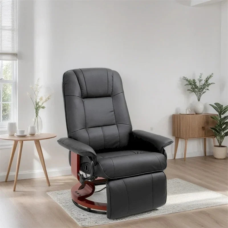 Leather Adjustable Swivel Lounge Chair with Footrest and Armrest