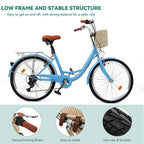 Moasis24/ 26 7-speed Cruiser Bike Adjustable Step Through Bike Commute Bike Bicycle