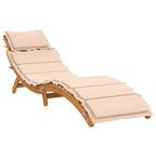 Pack 2 Uds Tumbonas De Jardín | Silla | Sillón Exterior Con Cojines Madera Maciza De Acacia Beige Cfw520516