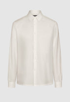 Chemise col français en popeline de coton ivoire