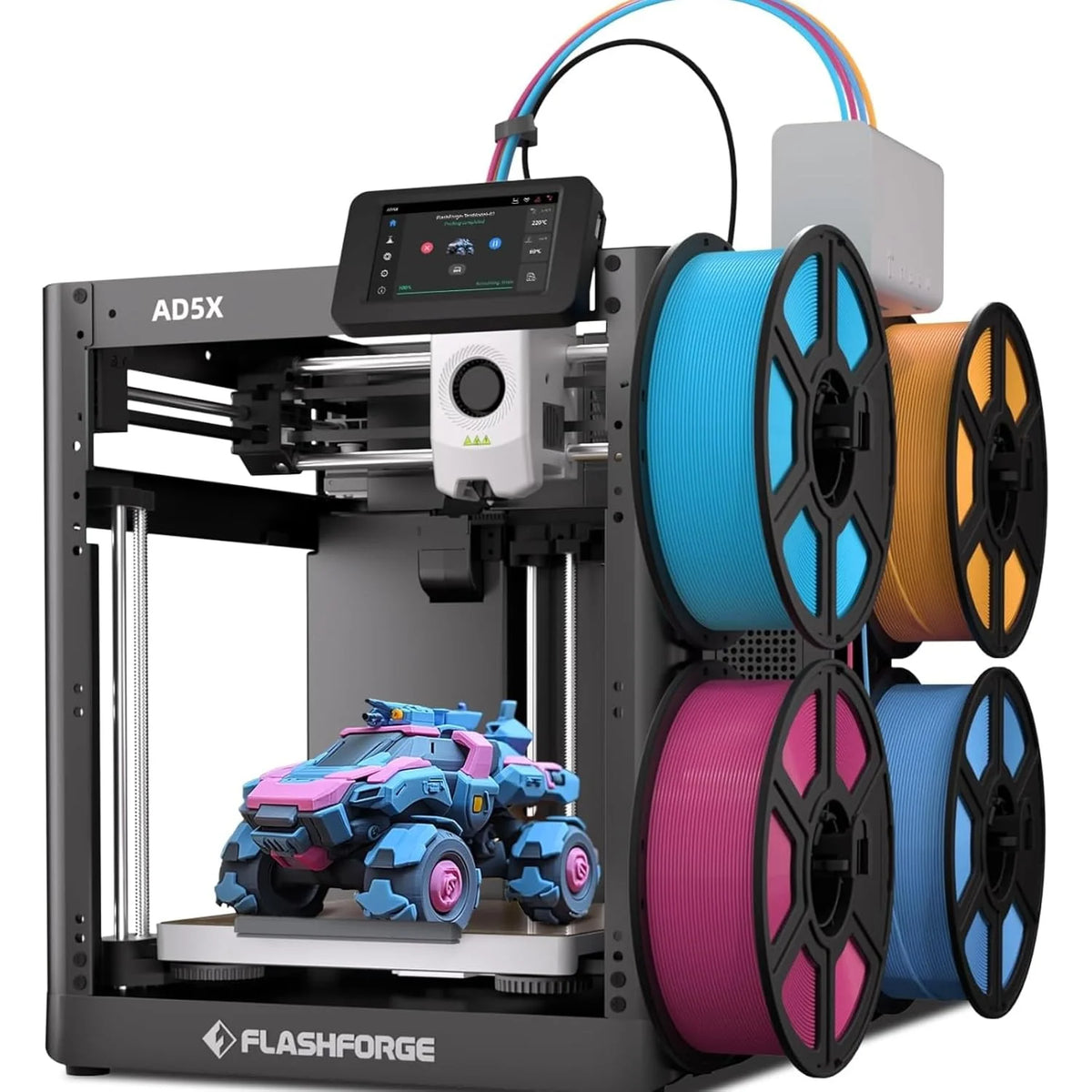 Imprimante 3D Flashforge Adventurer 5X avec Impression Multicolore, Personnalisation avec IFS, Imprimante 3D AD5X Multi-matériaux/Nivellement Entièrement Automatique, Vitesse Maximale : 600 mm/s