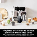 NINJA Machine à café Luxe Essential 2-en-1, Latte, Cappuccino et Espresso avec broyeur à grains et mousseur à lait intégrés, facile à utiliser, 2 préréglages mousse, argent, ES501EU