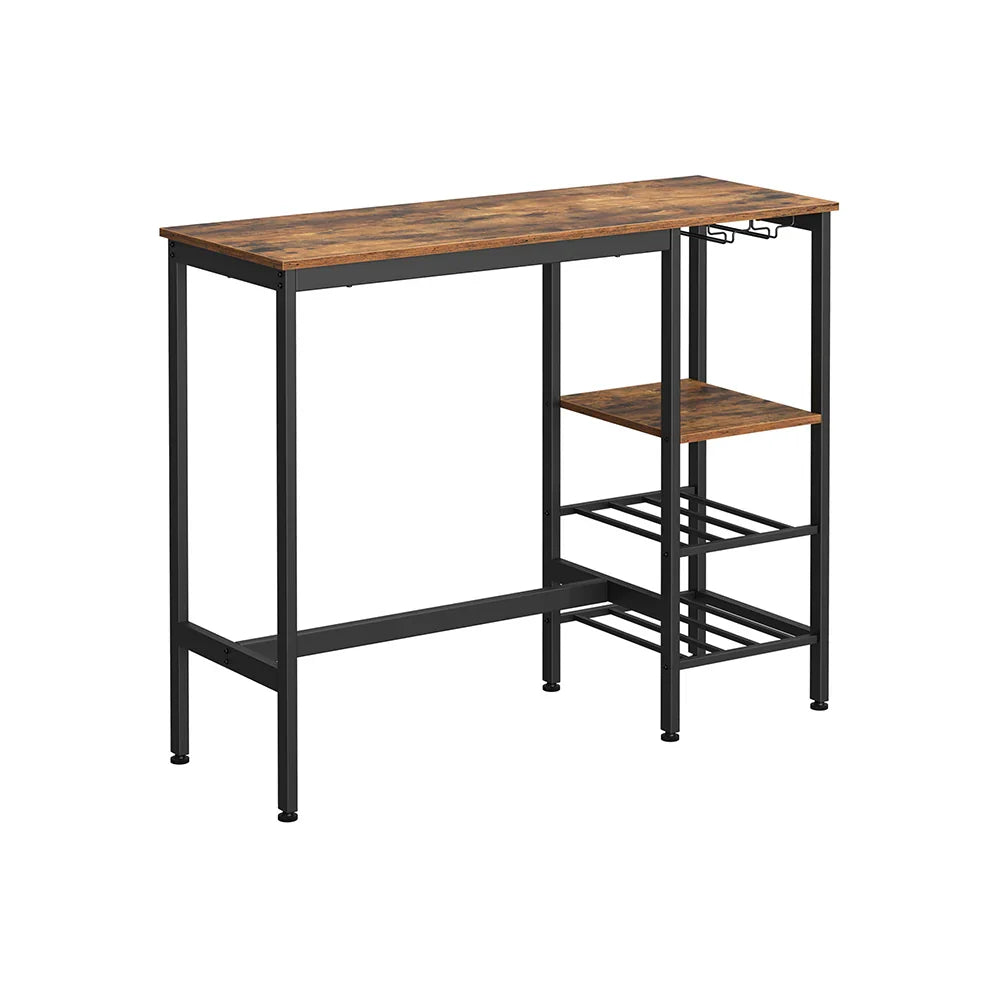 Mesa Alta Marrón Rústico y Negro