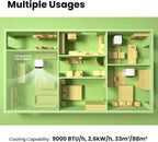 Climatiseur Mobile 9000 BTU/h 2,6kW, 3-EN-1 Refroidisseur Déshumidificateur Ventilateur, Fonction Follow me, Minuterie, Mode nuit, Pour salon et maison de 33㎡/88m³, MPPH-09CRN7, R290