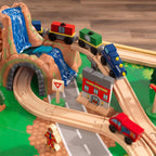 KidKraft Waterfall Mountain Wooden Train and Table Set with Storage Boxes, Railway Circuit with Cars, Helicopter and Plane Toy Children 3+ Years (17850)