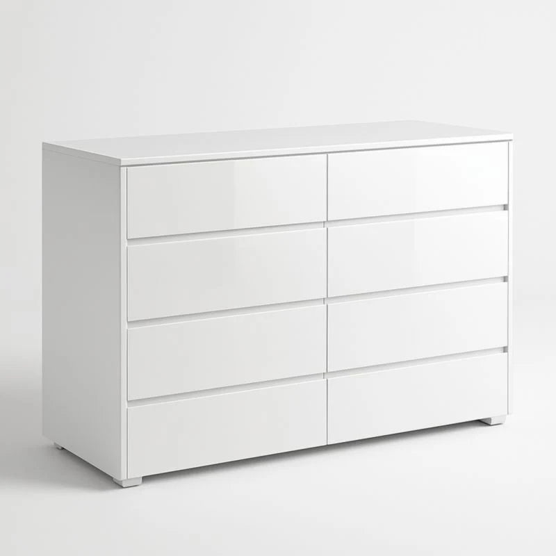 Commode 8 tiroirs Blanc MDF Laqué 120x40x76 cm