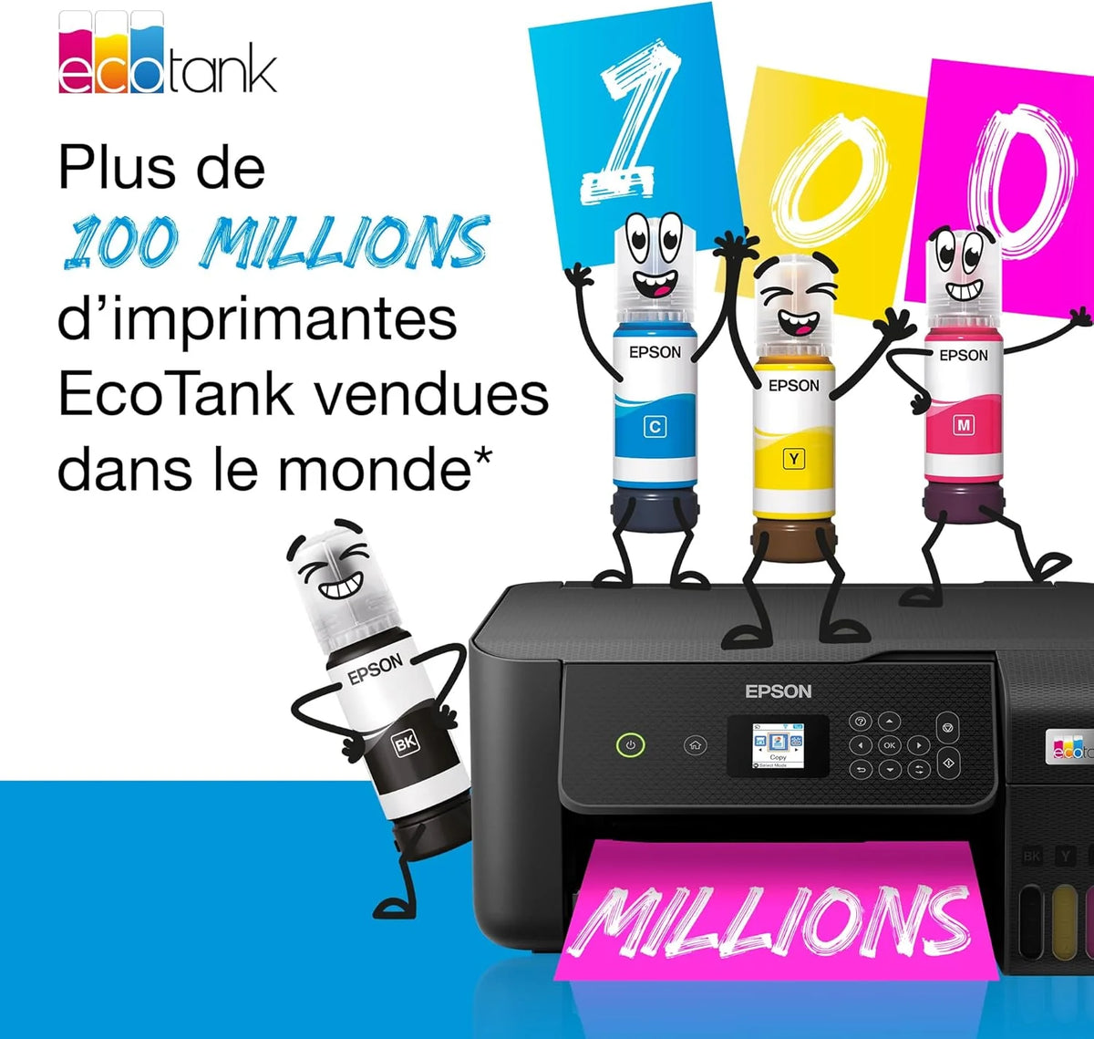Imprimante multifonction A4 Wi-Fi ET-4800 équipée de réservoirs d’encre, avec jusqu’à 3 ans d’encre inclus