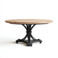 Table ronde Plateau en bois clair avec base métallique noire