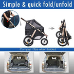 Coche Deportivo para Correr con Ruedas de Goma Confort / Entrada sin Cremallera / Plegado Rápido con Una Mano / Estructura de Aluminio para Perros, Gatos y Mascotas Pequeñas o Medianas (Camuflaje Verde)