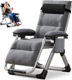 Chaise longue pliable, chaise de terrasse, capacité de charge 200 kg, chaise zéro gravité avec coussin de soutien, porte-boissons, chaise longue de jardin extra large réglable pour patio