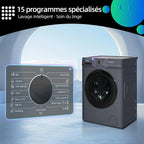 CHiQ CW07123863AX Lave linge hublot - 7kg, Classe énergétique A, Moteur BLDC 1200 RPM, Lavage vapeur & rapide, 15 programmes, Design compact (60x46.5x84cm) - Gris