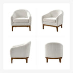 Augus Modern Boucle Accent Barrel Chair with Solid Wood Legs by HULALA HOME