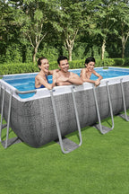 Bestway Piscine Hors Sol Rectangle Power Steel 549 x 274 x 122 cm rotin Gris