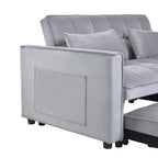Canapé-lit moderne convertible, canapé-lit 3-en-1 avec dossier réglable, causeuse en velours, oreillers et poches latérales
