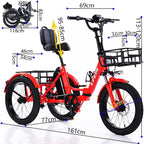 Vélo Cargo électrique 3 Roues 20 Pouces pour Adultes | 5 Vitesses | Panier De Rangement | Pneus Larges | Pliable | Facile à Monter | Charge Maximale : 200 kg Grey