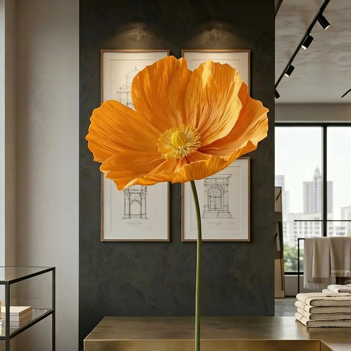 Flor gigante de papel crepé de 60 cm, accesorio de decoración floral