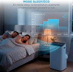 MIDEA Climatiseur Mobile Silencieux 12000 BTU avec Évacuation | 4 en 1: Climatisation, Ventilation, Déshumidification, Sleep | Clim Portable avec Contrôle App & Télécommande | Kit de Fenêtre Inclus