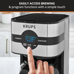 Cafetière numérique 10 tasses, acier inoxydable noir, programmation de l'infusion, pause et service automatiques