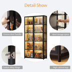 Vitrine avec porte en verre acrylique, vitrine curio à 5 niveaux pour objets de collection, double ouverture noire