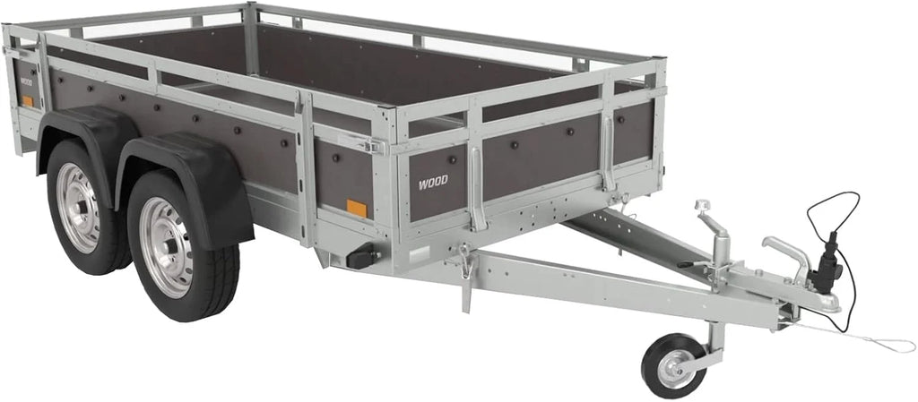 Tema Wood Remorque Double essieux basculante Caisse contreplaqué châssis Acier 263x125 cm