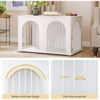 100cm Cage pour Chiens,Cage Chien de Taille Moyenne, Maisonnette pour Animaux,3 Portes, Porte arquée, 60 x 100 x 63 cm,Ivoire Clair