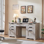60 Farmhouse Executive Desk, Wood Home Office Desk, Computer Desk