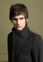 Manteau zippé en laine gris foncé