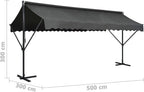 Festnight Store Double Pente 5 x 3 m Store banne Double Pente Store terrasse rétractable Inclinaison réglable pour Balcons Terrasse et Jardin-Anthracite-5 x 3 m