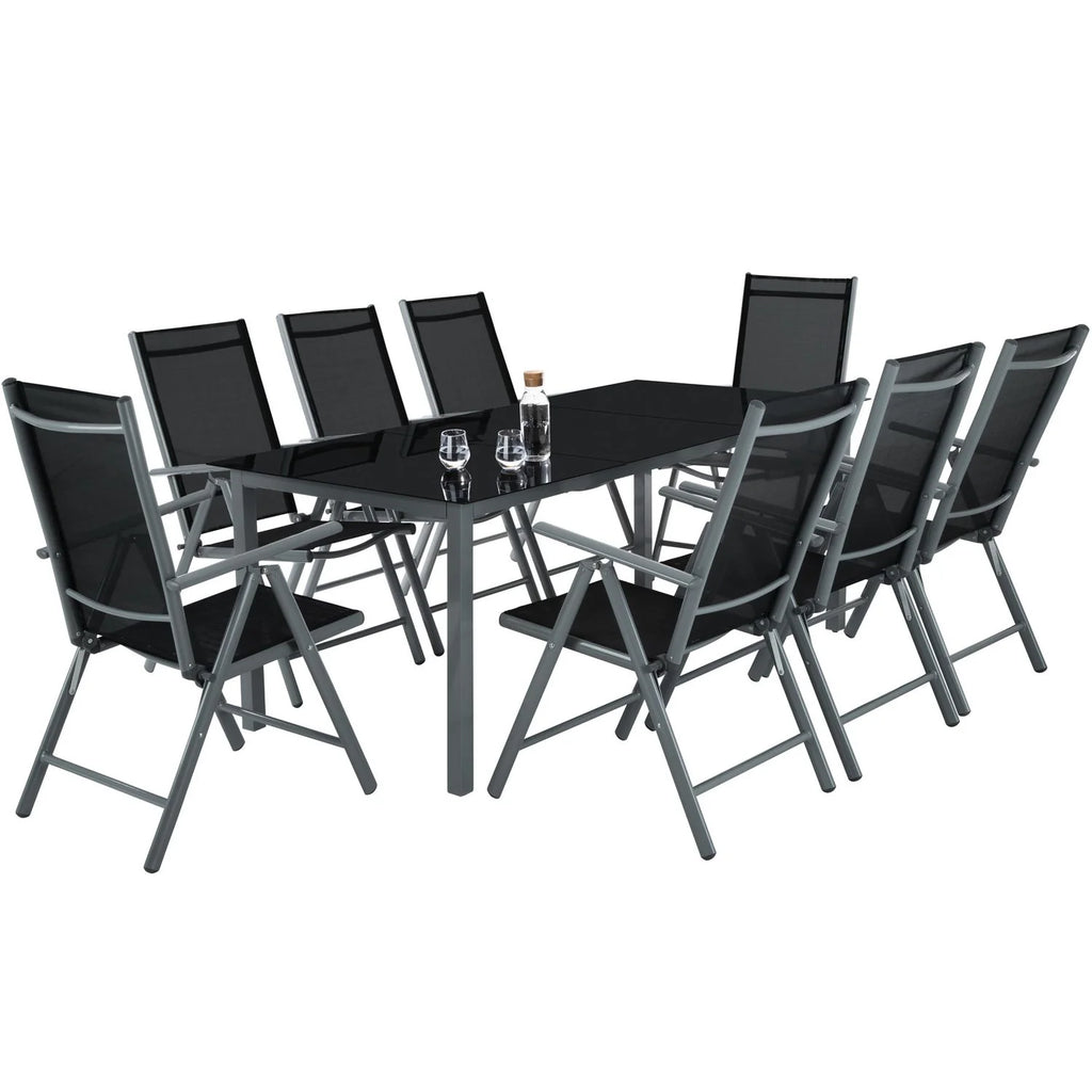 Conjunto De Sillas De Aluminio 8+1 - Gris Oscuro